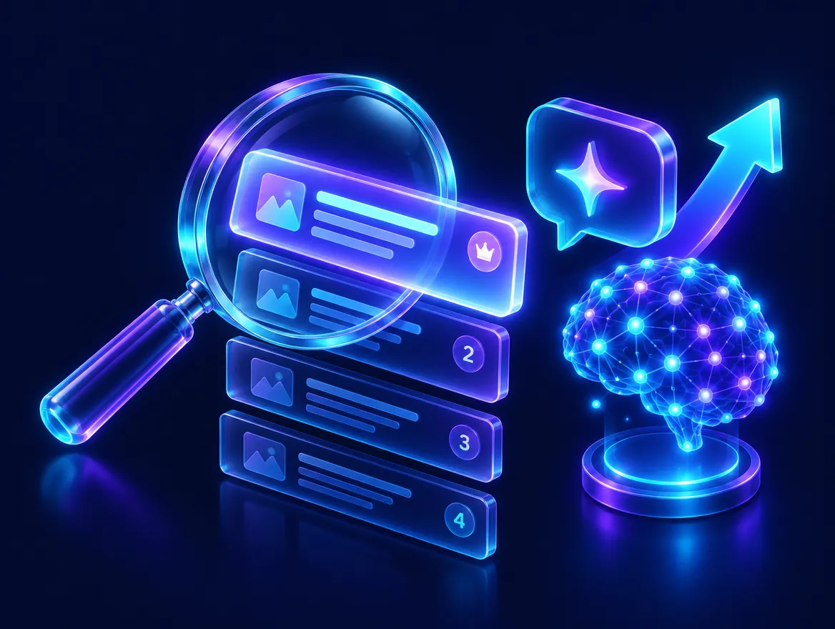 Search results and AI answer engine optimisation illustration